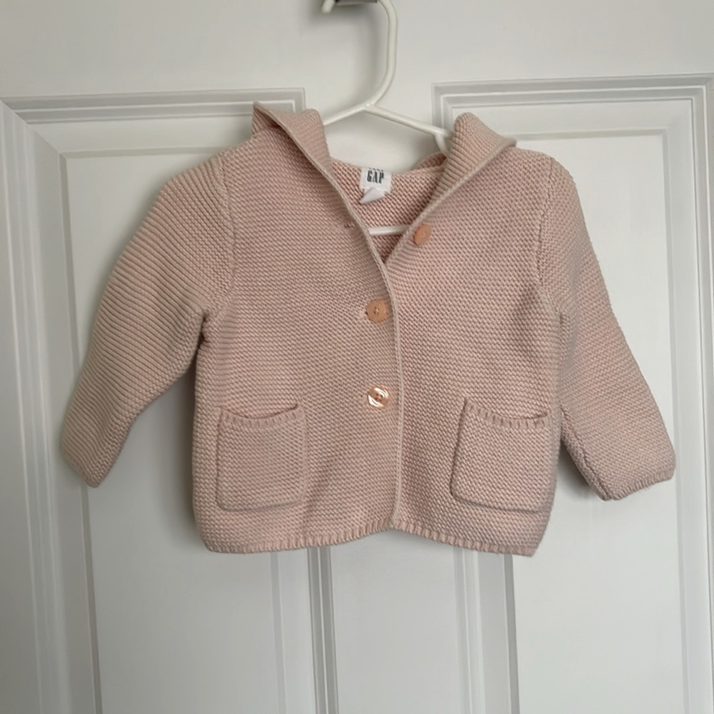 Baby Gap Milkshake Pink Bear Hoodie Cardigan. 6-12 month